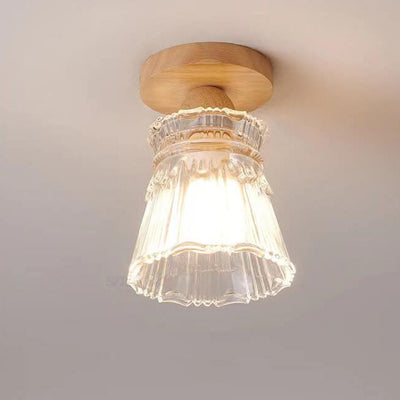 Japanese Simple Glass Log 1-Light Semi-Flush Mount Light
