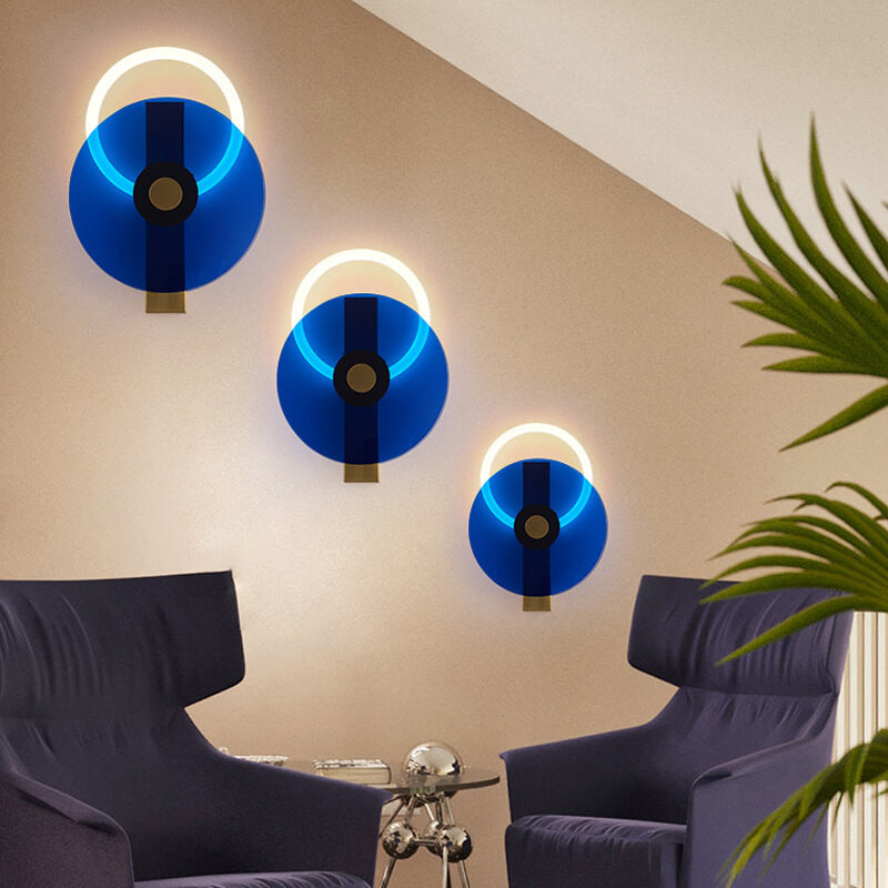 Modern Colored Luminous Acrylic Round LED Wall Sconce Lamp