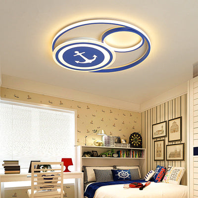 Cartoon Creative Rudder Nautical LED Flush Mount Ceiling Light