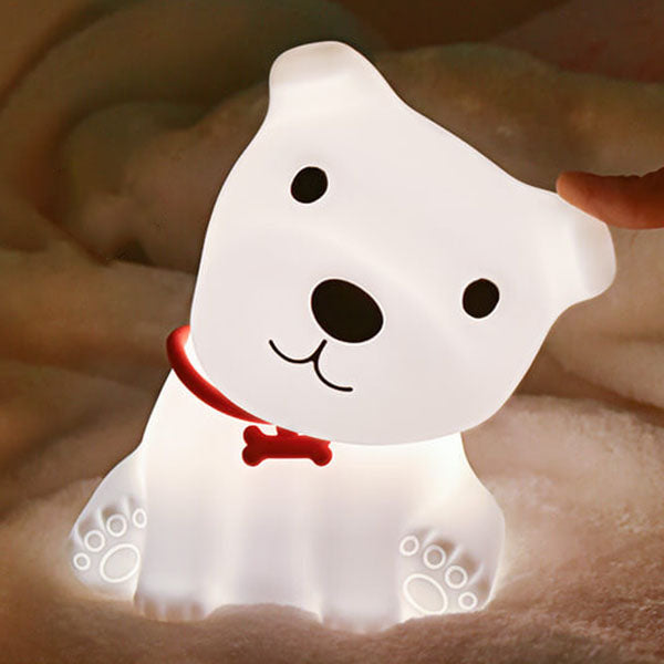 Lámpara de Mesa LED Luz Nocturna USB de Silicona Creativa de Cachorro Adorable 