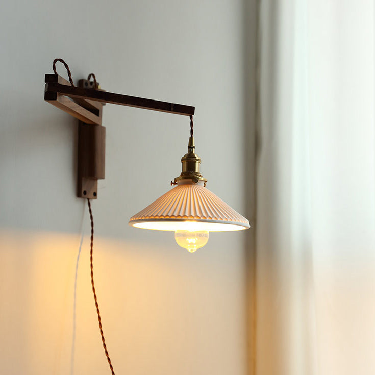 Lámpara de Aplique de Pared Plegable de Cerámica Telescópica Retro de 1 Luz 