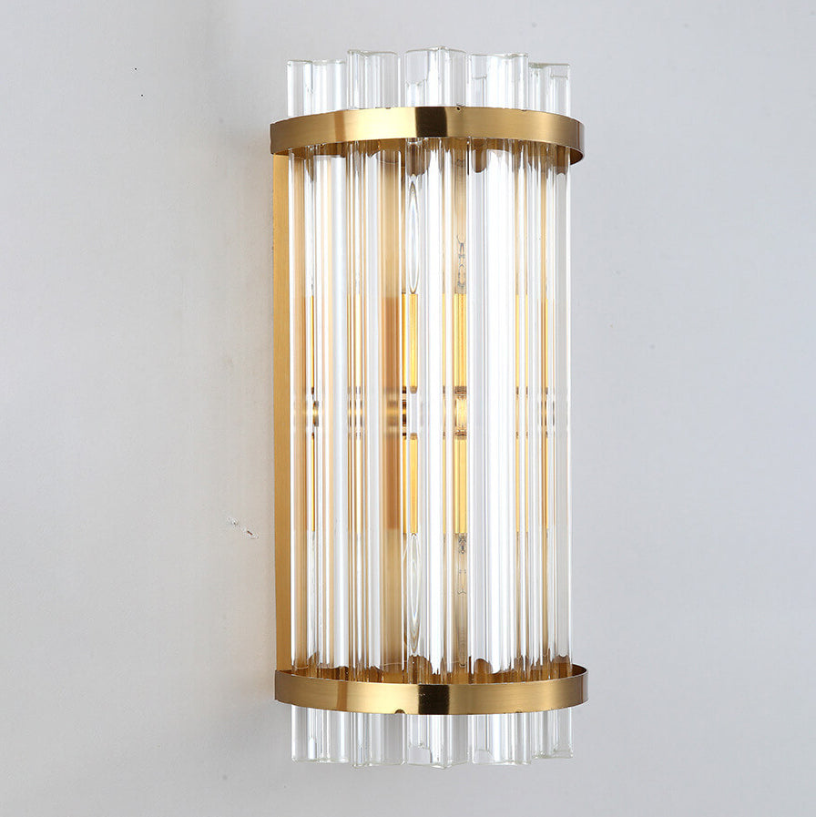 Lámpara de Aplique de Pared de 2 Luces con Columna Plateada de Cristal de Lujo Nórdico 