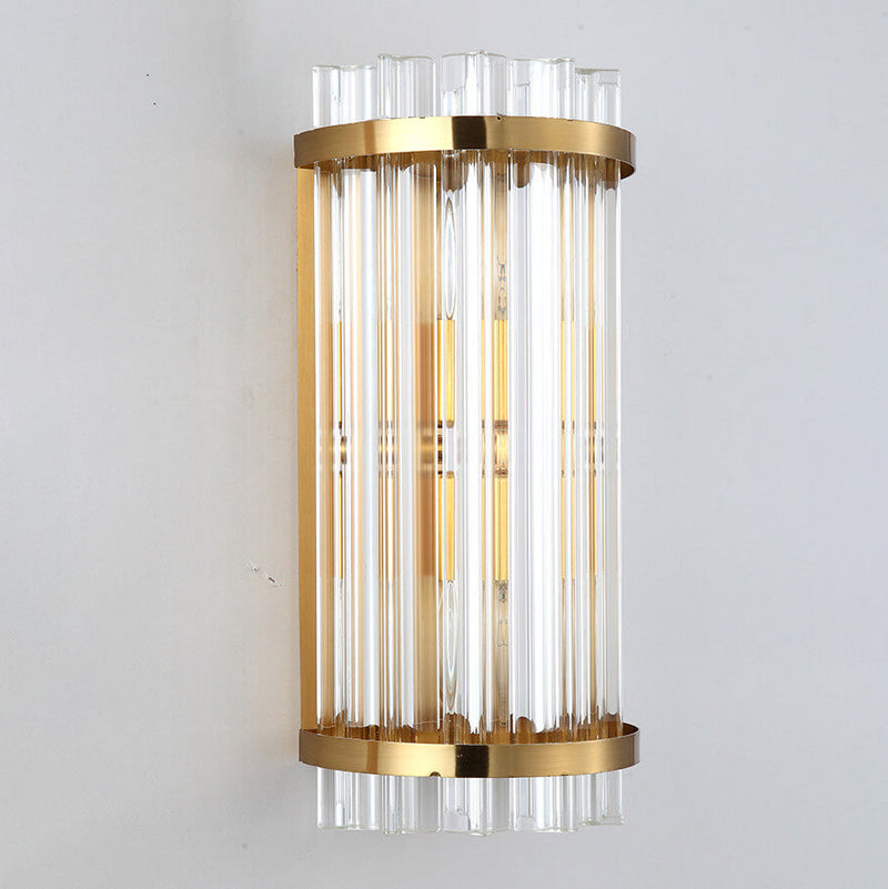 Nordic Luxury Crystal Plated Column 2-Light Wall Sconce Lamp
