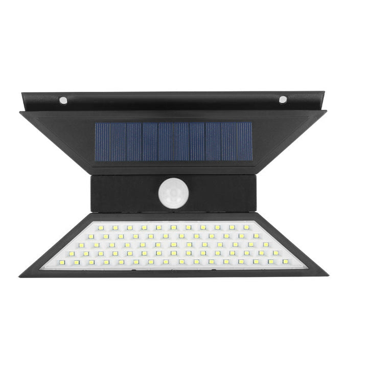 Aplique de pared para patio exterior LED solar impermeable con sensor de movimiento, cuerpo plegable en forma de mariposa de plástico ABS y PVC, estilo minimalista moderno 