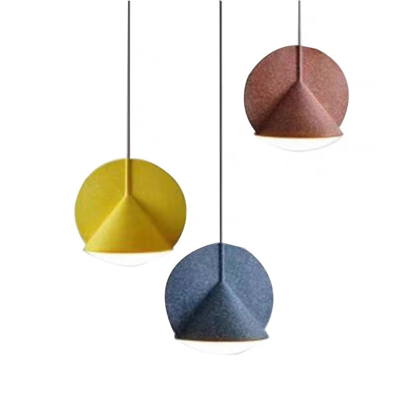 Contemporary Scandinavian Imitation Terrazzo Texture Conic Shade LED Pendant Light For Bedroom