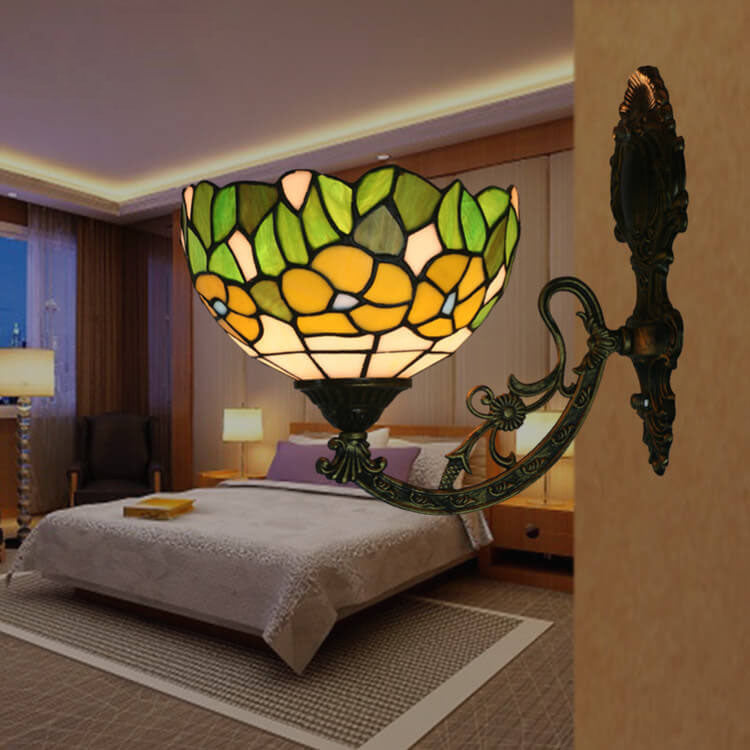 European Tiffany Glass 1-Light Wall Sconce Lamp