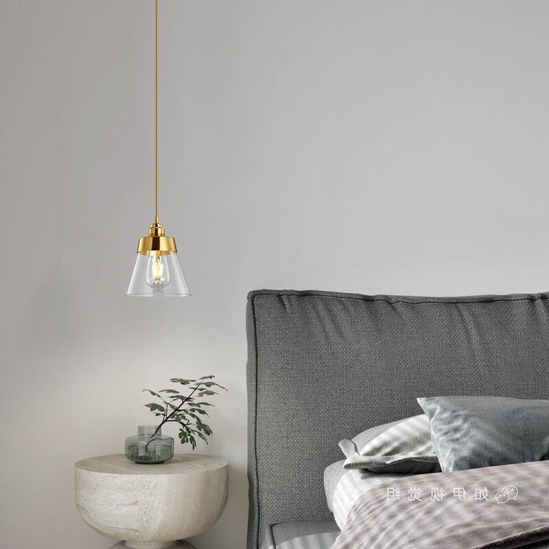 Simple Light Luxury Copper Glass Bell Shade 1-Licht-Pendelleuchte 