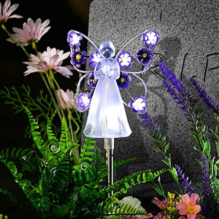 Modern Creative Flower Angel Decorative Solar Outdoor Lawn LED Garden Ground Insert Landscape Light