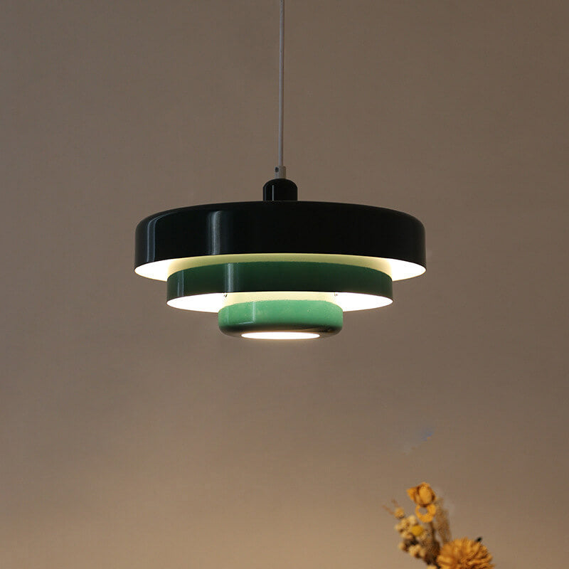 Nordic Vintage mehrschichtige runde Metall-Pendelleuchte mit 1 Licht 