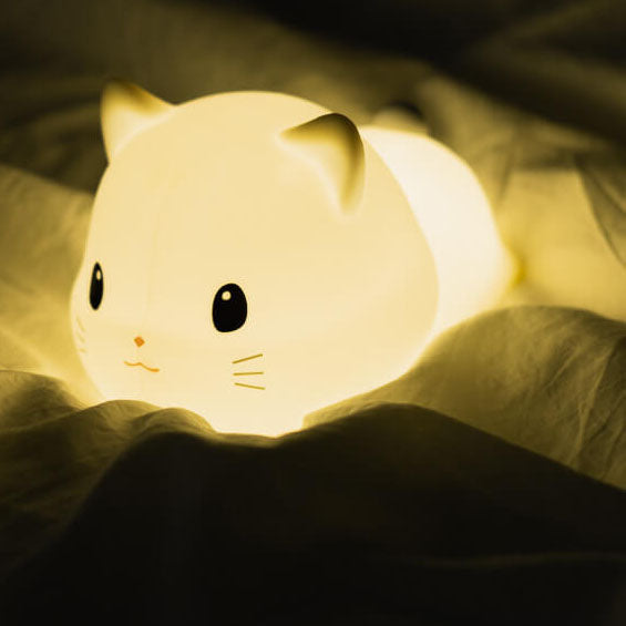 Creative Cute Cat Silicone USB Pat Timer LED Night Light Table Lamp