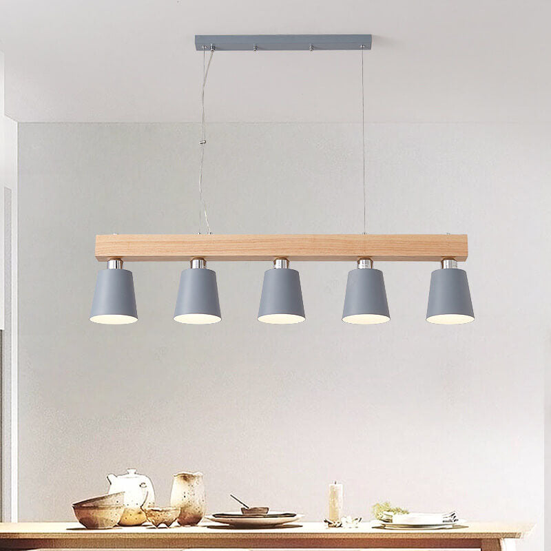 Chandelier à 5 lumières avec abat-jour conique linéaire simple nordique 