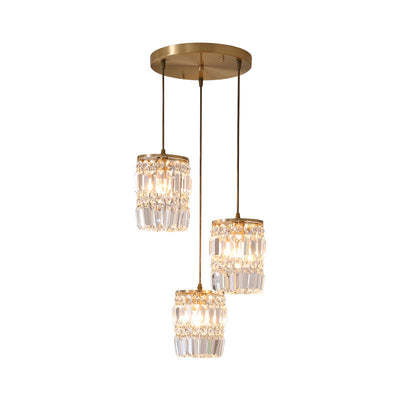 Nordic Light Luxury Full Brass Crystal 1\3-Light Chandelier