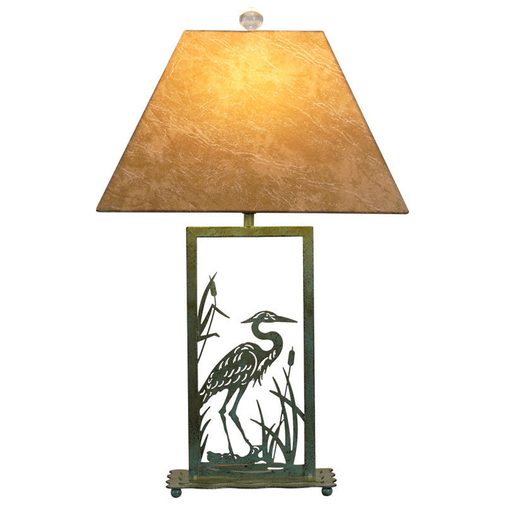 Traditional Chinese Parchment Iron Painted 1-Light Table Lamp For Living Room &amp; Bedroom