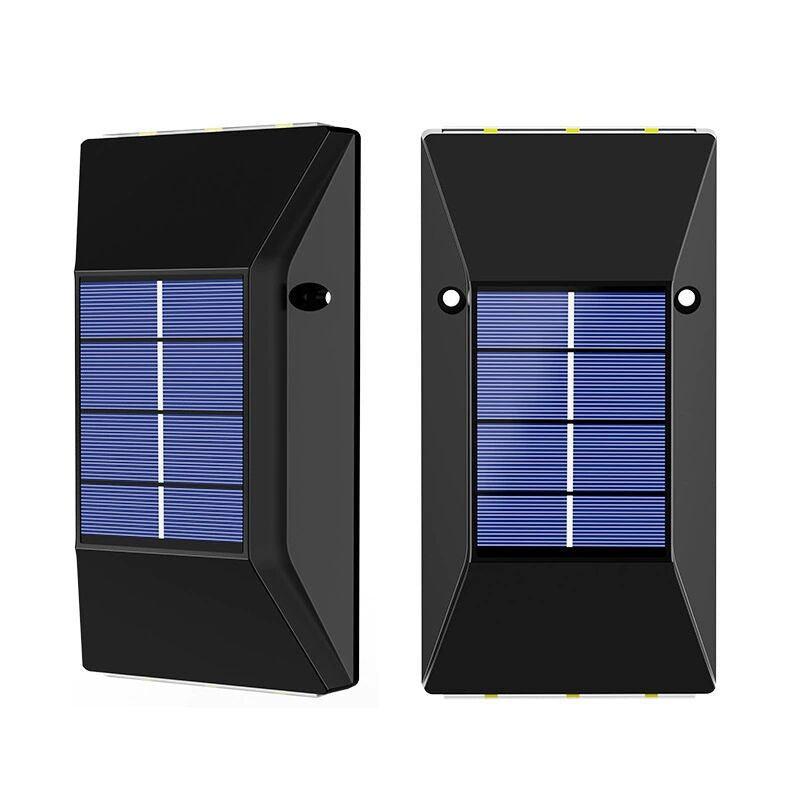 Modern Pure Black Outdoor Waterproof Patio Solar LED Wall Sconce Lamp