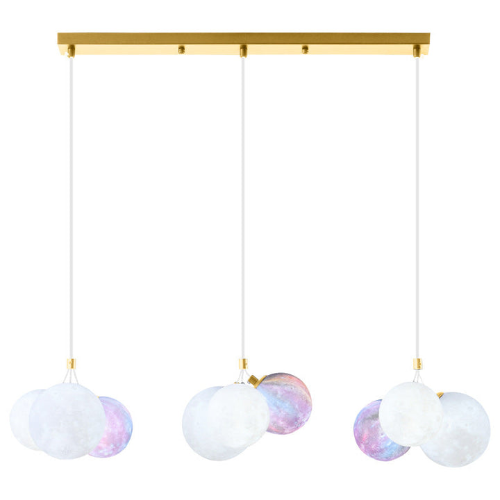 Lustre à 9 lumières en fer créatif moderne en forme de lune 