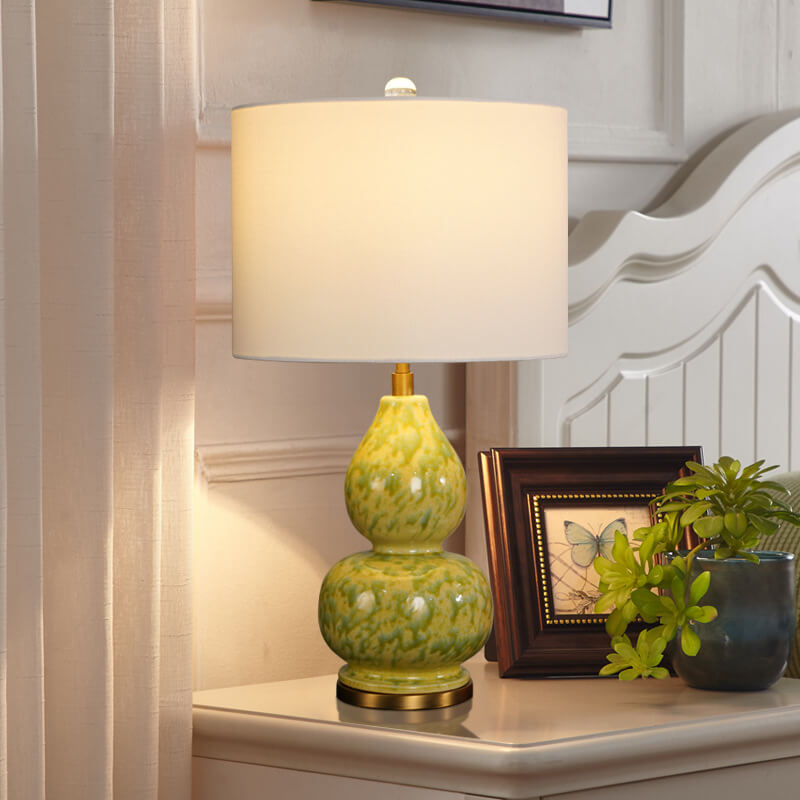 Chinese Light Luxury Gourd Ceramic 1-Light Table Lamp