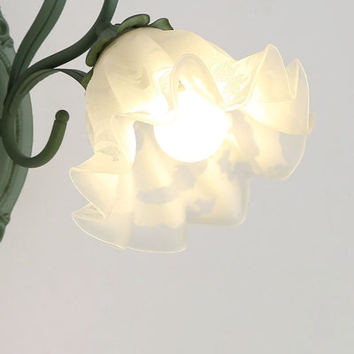 European Rustic Flowers Iron Glass 1-Light Wall Sconce Lamp