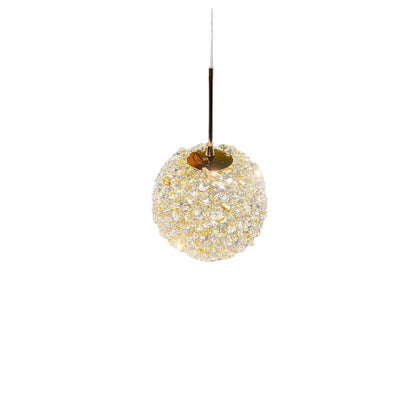 Modern Golden Glamour Crystal Ball Shade 1-Light Pendant Light