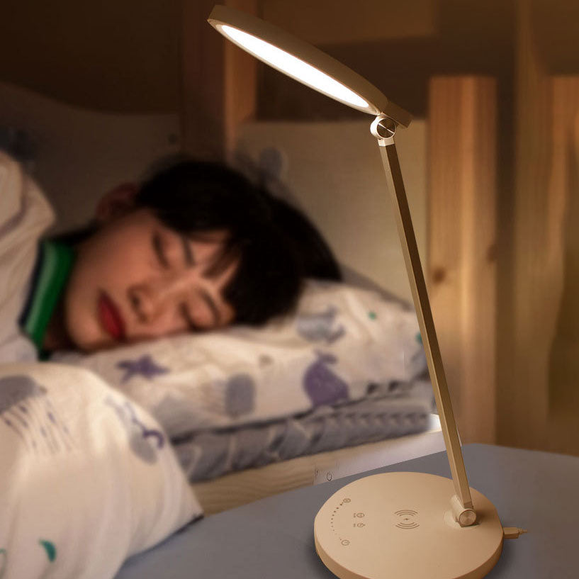 Moderne, schlichte, faltbare kabellose Lade-Touch-LED-Schreibtischlampe aus Aluminium für das Studium 