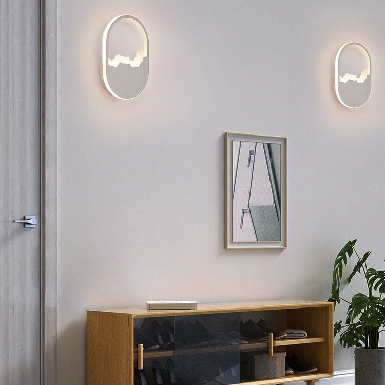 Modern Minimalist Oval Iron Refined Wave LED Wall Sconce Lamp