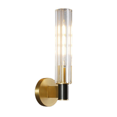 Modern Luxury Glass Cylinder Brass 1/2 Light Wall Sconce Lamp