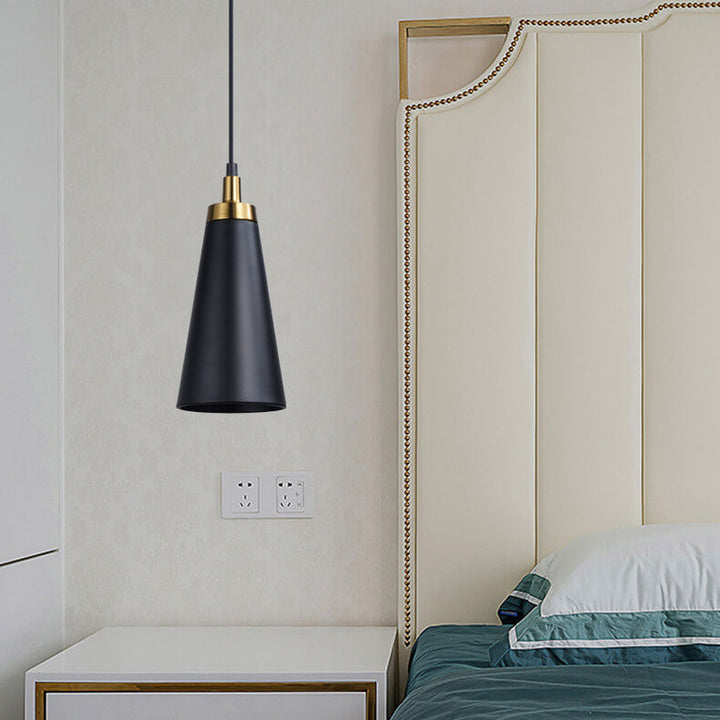Lustre industriel en fer de luxe léger avec design conique mince à 1 lumière 
