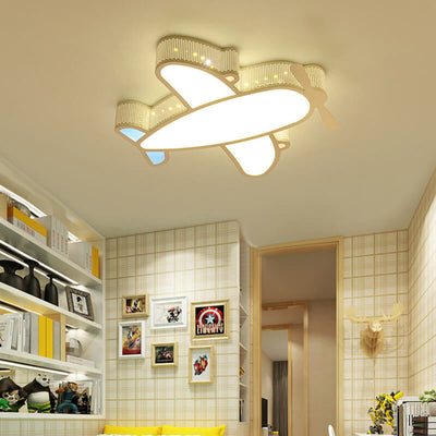 Cartoon Creative Luminous Aircraft Design LED Flush Mount Ceiling Light