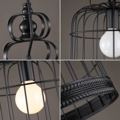 Industrial Vintage Iron Birdcage Design 1-Light Pendant Light