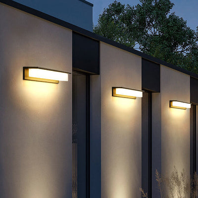 Modern Solar Rectangular Aluminum PC Outdoor LED Wall Sconce Lamp