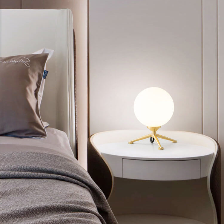 Modern Simple Spherical Milky White Lampshade 1-Light Table Lamp
