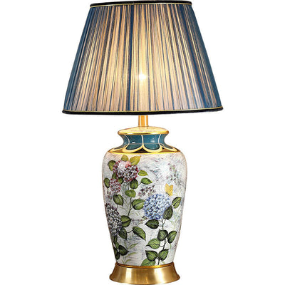 Modern Luxury Painted Fabric Ceramic 1-Light Table Lamp