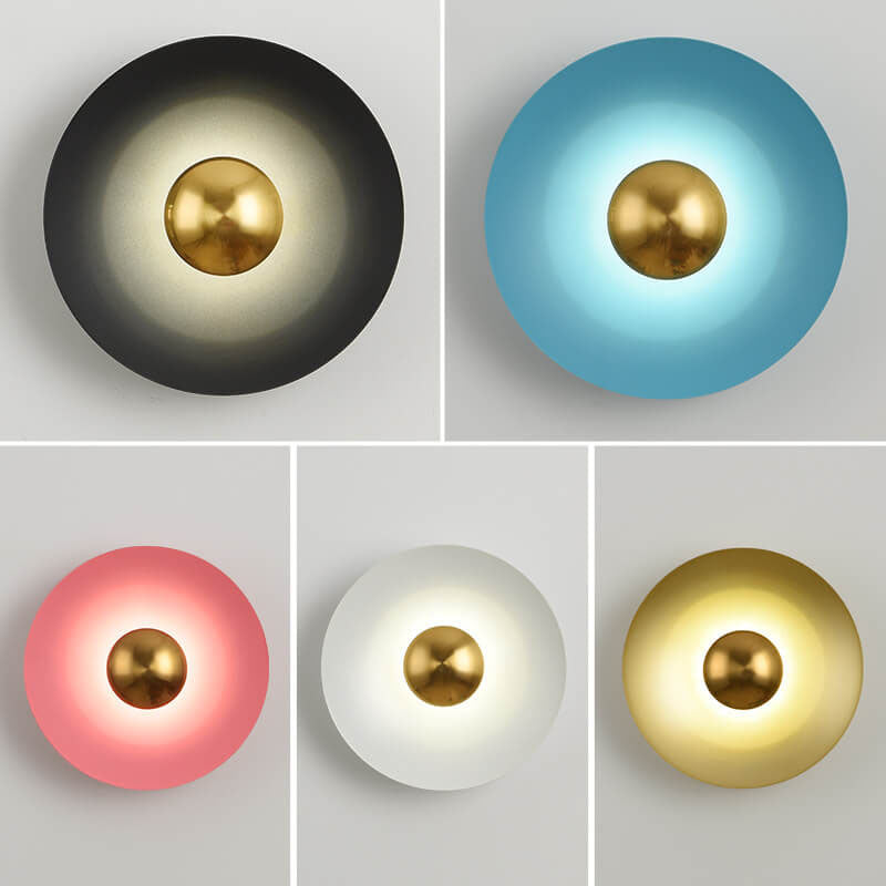 Nordic Creative Multicolor Round Disc Hardware LED Wall Sconce Lamp