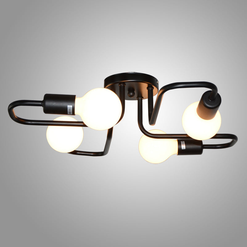 Industrial Retro Wrought Iron Elbow Flush Mount Ceiling Light