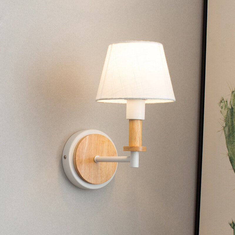 Modern Nordic Wooden Tubular 1-Light Wall Sconce Lamp