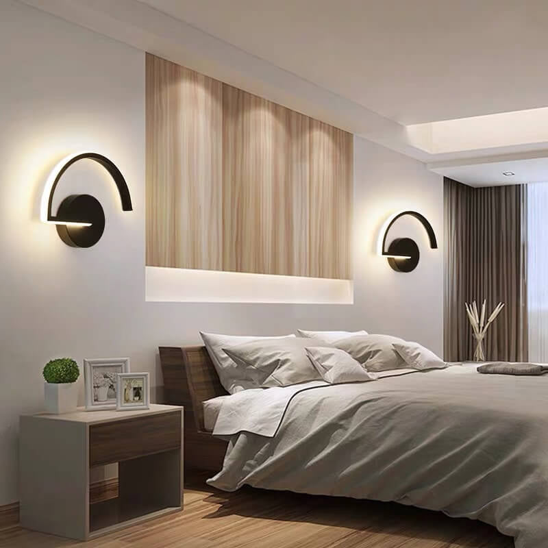 Moderne kreative halbrunde Eisen-LED-Wandleuchte 
