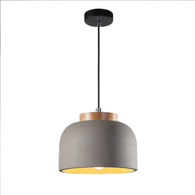 Nordic Creative Solid Wood Cement Dome 1-Light Pendant Light
