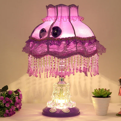 Lampe de table 1 lumière en verre avec tissu de style européen pour mariage 