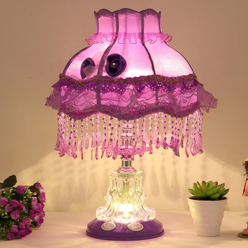 Lampe de table 1 lumière en verre avec tissu de style européen pour mariage 