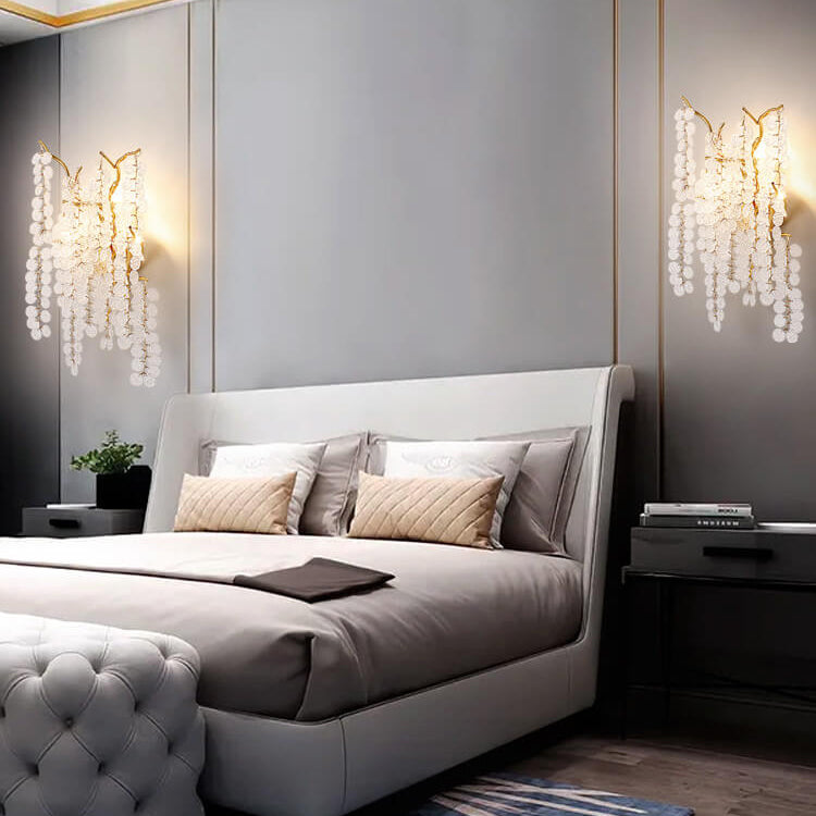 Zeitgenössische kreative Geld Baum Zweig Aluminium Glas 3-Licht Wandleuchte Lampe für Schlafzimmer 