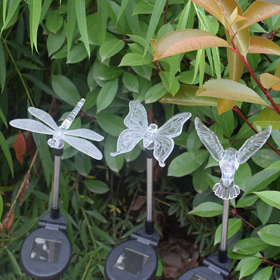 Solar Flower Butterfly Dragonfly Outdoor Courtyard LED Ground Insert Path Light