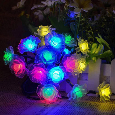 Solar Rose String Lights Outdoor Waterproof LED Decorative String Lights