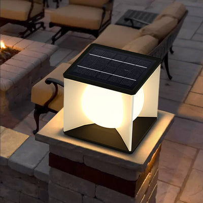 Outdoor Simple Square Acrylic Ball Design Post Head LED Patio Waterproof Landscape Light