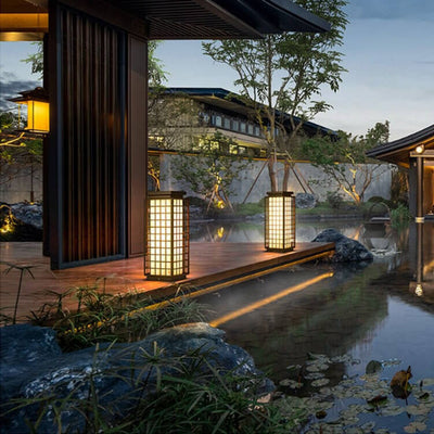 Moderne chinesische quadratische Säule im Freien wasserdichte Terrasse 1-Licht-Landschaftslicht