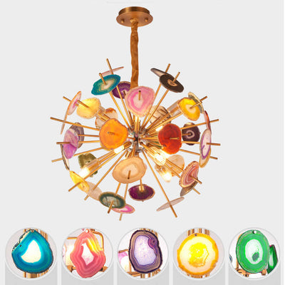 Nordic Colored Agate Globe Ball Design 12/24 Light Chandelier