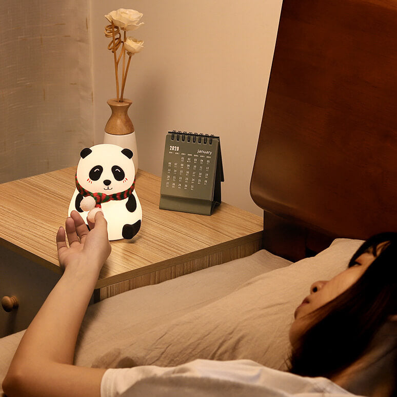 Childlike Cartoon Mini Panda Silicone LED Night Light Table Lamp