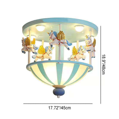 Cartoon Creative Carousel Flush Mount Ceiling Light