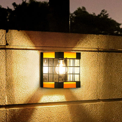 Solar Creative Square Cage Light Control LED Outdoor Waterproof Wall Sconce Lamp