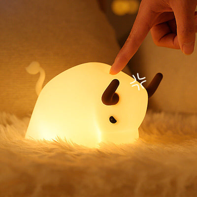 Tier Kuh Silikon USB Timer Dimmbare LED Nachtlicht Tischlampe 