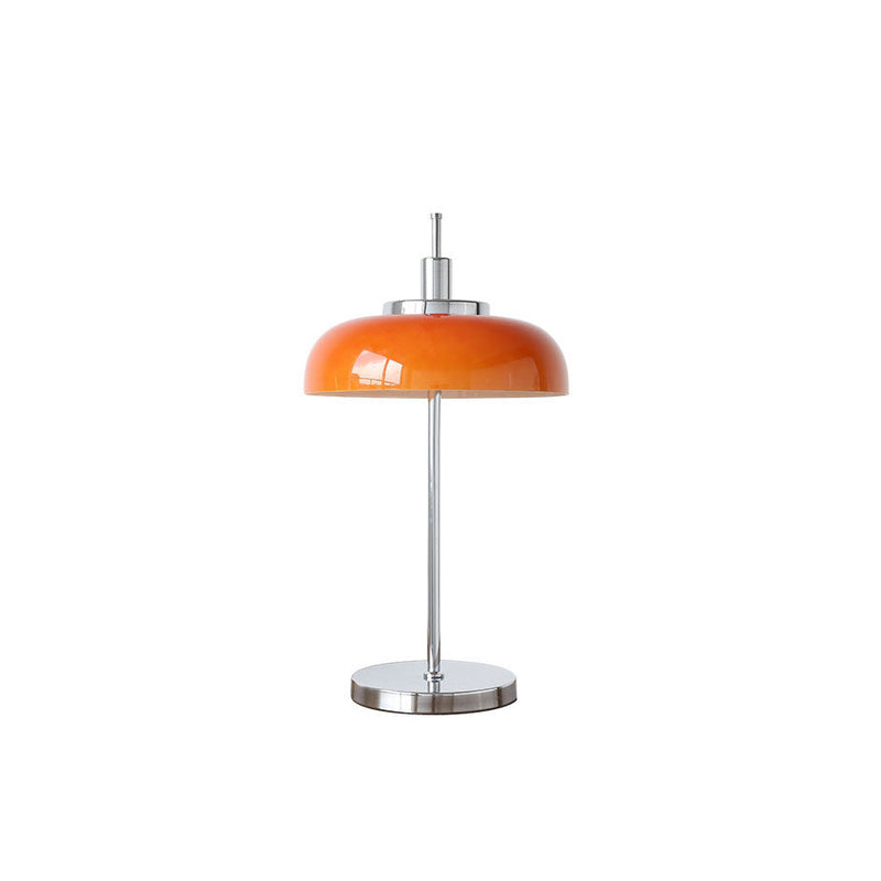 Vintage Simple Orange Dome Chrome Base 3-Light Table Lamp