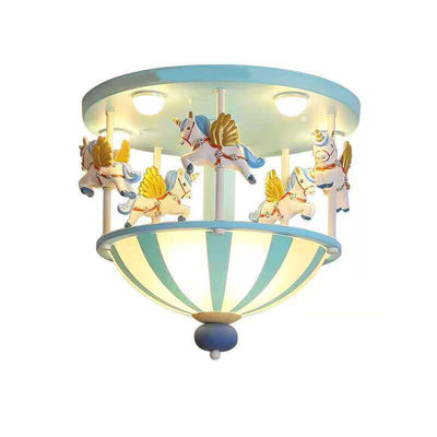 Cartoon Creative Carousel Flush Mount Ceiling Light